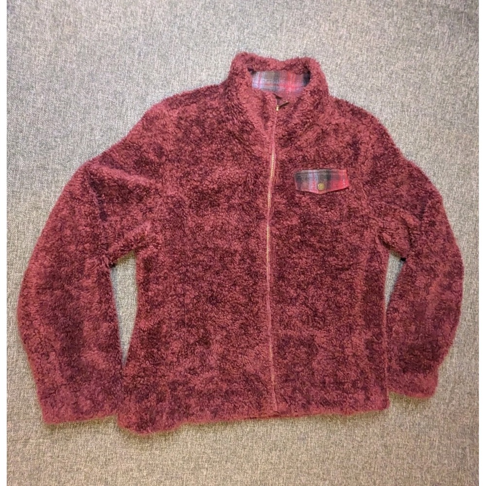 Pendleton Maroon Wool Blend Zip Up Sherpa Jacket Red Coat Women's Size Medium